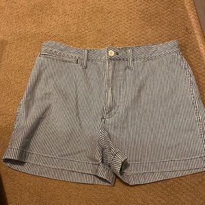 Madewell railroad stripped shorts blue and white size 31